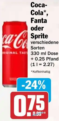 HIT Coca Cola, Fanta oder Sprite Angebot
