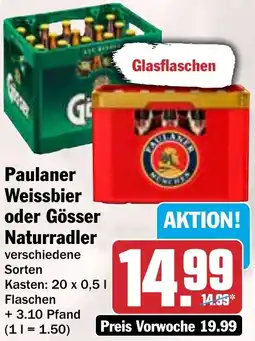 HIT Paulaner Weissbier oder Gösser Naturradler Angebot