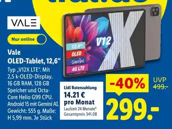 Lidl Vale oled-tablet, 12,6 Angebot