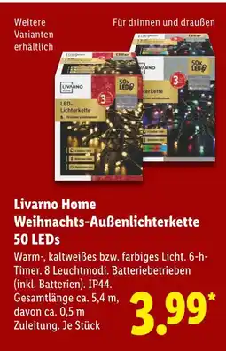 Lidl Livarno home weihnachts-außenlichterkette 50 leds Angebot