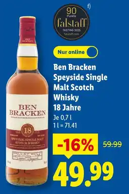 Lidl Ben bracken ben bracken speyside single malt scotch whisky 18 jahre Angebot