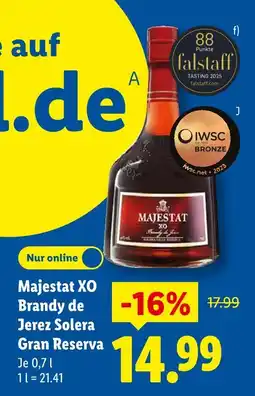 Lidl Majestat majestat xo brandy de jerez solera gran reserva Angebot