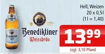 Getränke Oase Benediktiner weissbräu hell, weizen Angebot