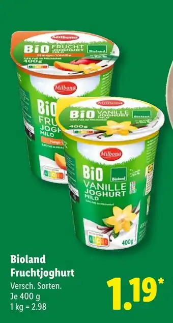 Lidl Milbona bio fruchtjoghurt mango-vanille Angebot