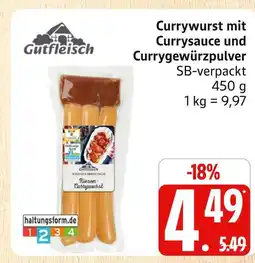 Marktkauf Gutfleisch currywurst mit currysauce und currygewürzpulver Angebot
