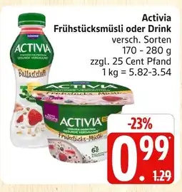 Marktkauf Activia frühstücksmüsli Angebot