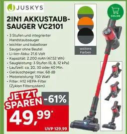 Marktkauf Juskys 2in1 akkustaubsauger vc2101 Angebot