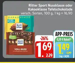 Edeka Ritter sport nussklasse tafelschokolade Angebot