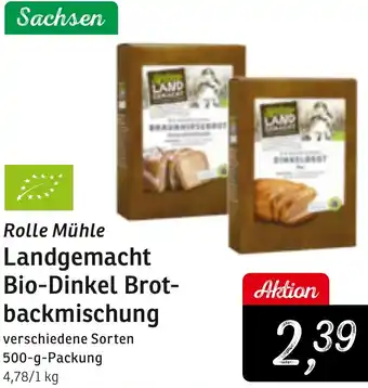 KONSUM Rolle Mühle Landgemacht Bio-Dinkel Brotbackmischung Angebot