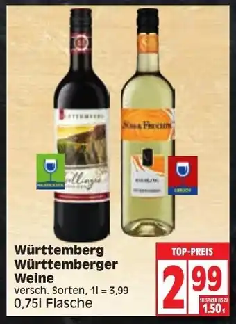 Edeka Württemberg Württemberger Weine 0,75L Angebot