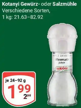 Globus Kotanyi Gewürz- oder Salzmühle Angebot
