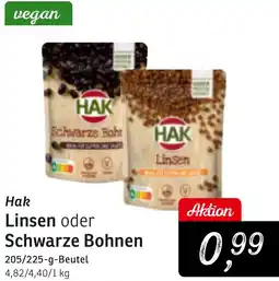 KONSUM Hak Linsen oder Schwarze Bohnen Angebot