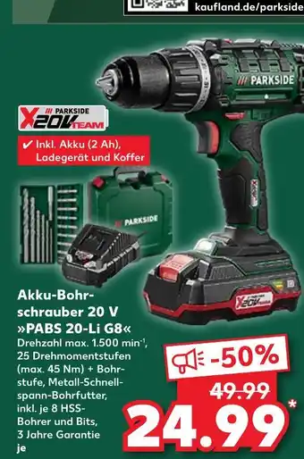 Kaufland Parkside akku-bohrschrauber 20 v pabs 20-li g8 Angebot