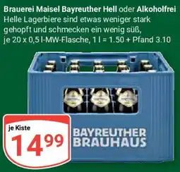Globus Brauerei Maisel Bayreuther Hell oder Alkoholfrei Angebot