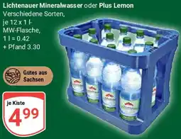 Globus Lichtenauer Mineralwasser oder Plus Lemon Angebot