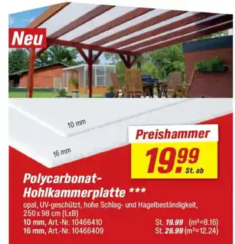 toom Baumarkt Polycarbonat- Hohlkammerplatte Angebot