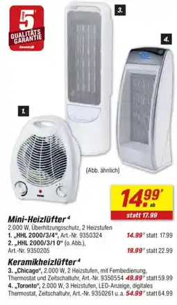 toom Baumarkt Keramikheizlüfter ,,Chicago" Angebot