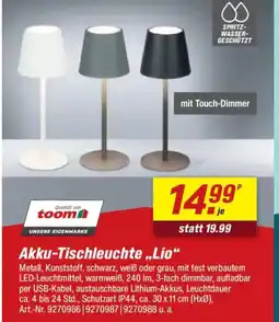 toom Baumarkt Akku-Tischleuchte „Lio" Angebot