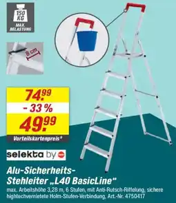 toom Baumarkt selekta Alu-Sicherheits- Stehleiter ..L40 BasicLine" Angebot