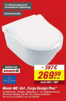 toom Baumarkt Villeroy & Boch Wand-WC-Set „Targa Design Plus" Angebot