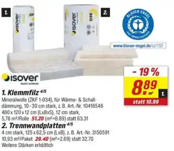 toom Baumarkt ISOVER 1. Klemmfilz Angebot