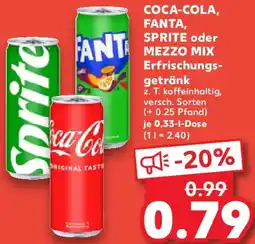 Kaufland COCA-COLA, FANTA, SPRITE oder MEZZO MIX Erfrischungsgetränk Angebot