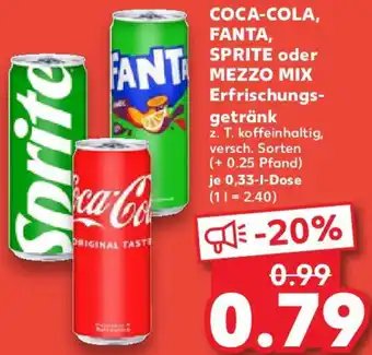 Kaufland COCA-COLA, FANTA, SPRITE oder MEZZO MIX Erfrischungsgetränk Angebot