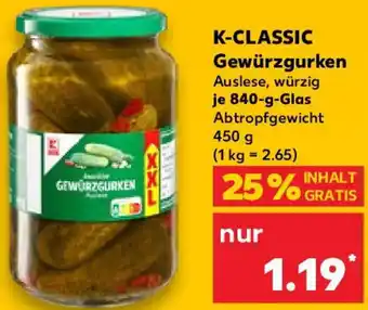 Kaufland K-CLASSIC Gewürzgurken Angebot