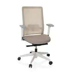Netto Marken-Discount hjh OFFICE Profi Bürostuhl PURE WHITE Stoff / Netzstoff mit Armlehnen (höhenverstellbar) Angebot