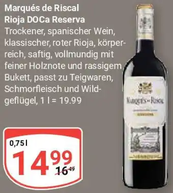 Globus Marqués de Riscal Rioja DOCa Reserva Angebot