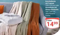 Globus Kuscheldecke mit Fransen oder Wohndecke mit Sherpa-Rückseite Angebot