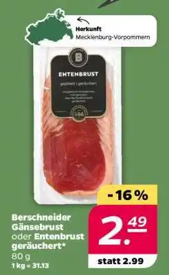 NETTO Berschneider Gänsebrust oder Entenbrust geräuchert Angebot