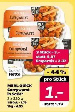 NETTO MEAL QUICK Currywurst in Soße Angebot