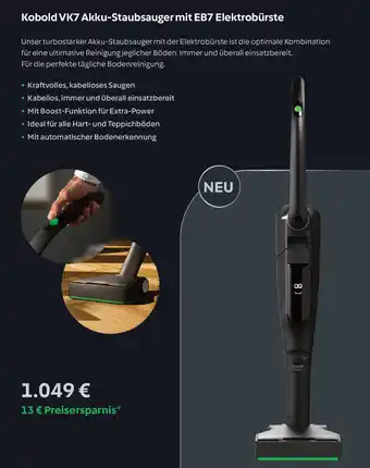 Vorwerk Kobold VK7 Akku-Staubsauger mit EB7 Elektrobürste Angebot