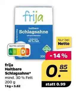 NETTO frija Haltbare Schlagsahne Angebot