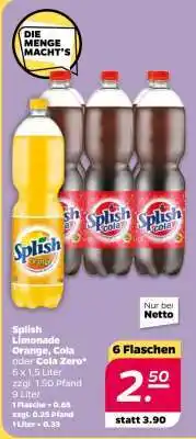 NETTO Splish Limonade Orange, Cola oder Cola Zero Angebot