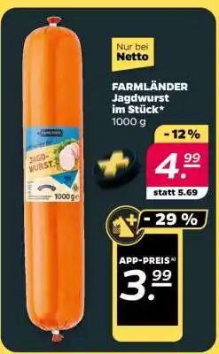 NETTO FARMLÄNDER Jagdwurst im Stück Angebot