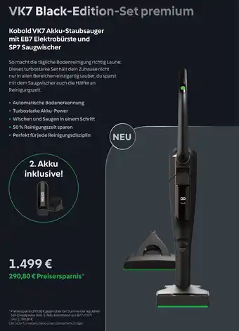 Vorwerk Kobold VK7 Akku-Staubsauger mit EB7 Elektrobürste und SP7 Saugwischer Angebot