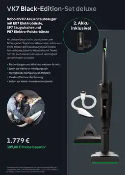Vorwerk Kobold VK7 Akku-Staubsauger mit EB7 Elektrobürste, SP7 Saugwischer und PB7 Elektro-Polsterbürste Angebot