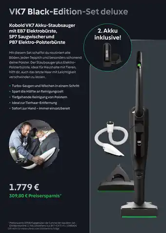 Vorwerk Kobold VK7 Akku-Staubsauger mit EB7 Elektrobürste, SP7 Saugwischer und PB7 Elektro-Polsterbürste Angebot