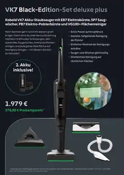 Vorwerk Kobold VK7 Akku-Staubsauger mit EB7 Elektrobürste, SP7 Saug- wischer, PB7 Elektro-Polsterbürste und VG100+ Flächenreiniger Angebot
