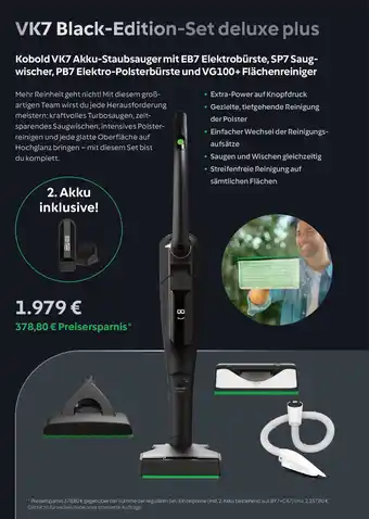 Vorwerk Kobold VK7 Akku-Staubsauger mit EB7 Elektrobürste, SP7 Saug- wischer, PB7 Elektro-Polsterbürste und VG100+ Flächenreiniger Angebot