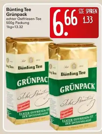 WEZ Bünting Tee Grünpack 500g Angebot