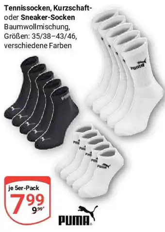 Globus PUMA Tennissocken, Kurzschaft oder Sneaker-Socken Angebot