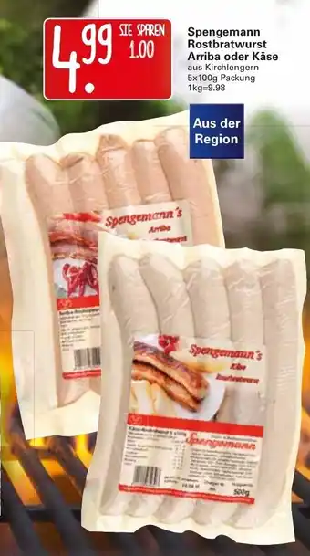 WEZ Spengemann Rostbratwurst Arriba oder Käse 5x100g Angebot