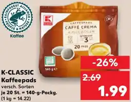 Kaufland K-CLASSIC Kaffeepads Angebot