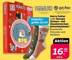 NETTO Peanuts harry potter oder snoopy socken- und sneakersocken adventskalender Angebot