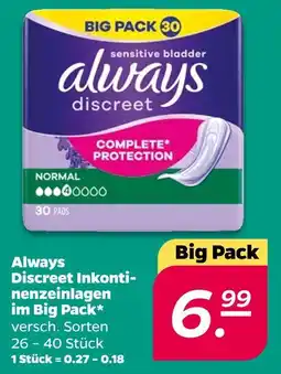 NETTO Always discreet inkontinenzeinlagen im big pack Angebot