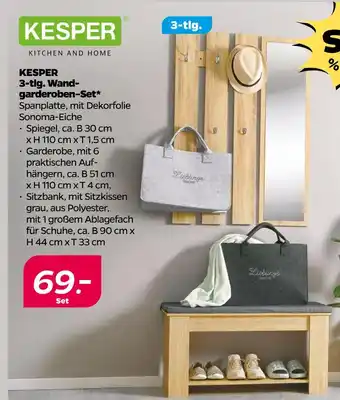 NETTO Kesper 3-tlg. wandgarderoben-set Angebot