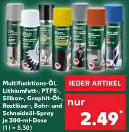 Kaufland Parkside Multifunktions-Öl, Lithiumfett-, PTFE-, Silikon-, Graphit-Öl-, Rostlöser-, Bohr- und Schneideöl-Spray Angebot